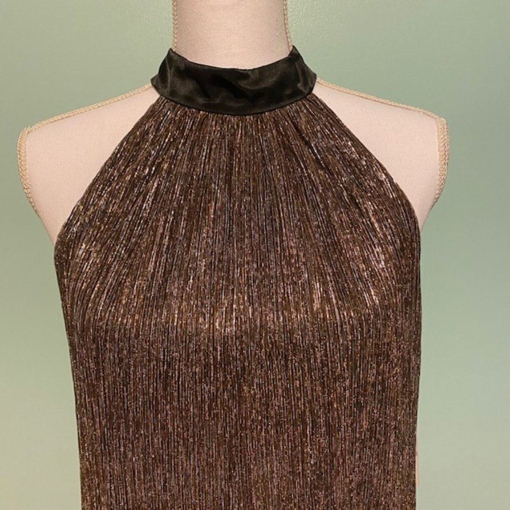 Laundry by Shelli Segal Gold Silver‎ Shift Dress, Size 6, NWT, FLAWLESS - Picture 2 of 16